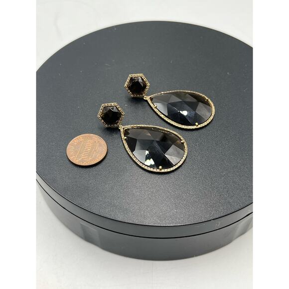 MiJa Signed Vermeil Sterling 925 Brown Faceted Teardrop Dangle Earrings - Picture 4 of 11